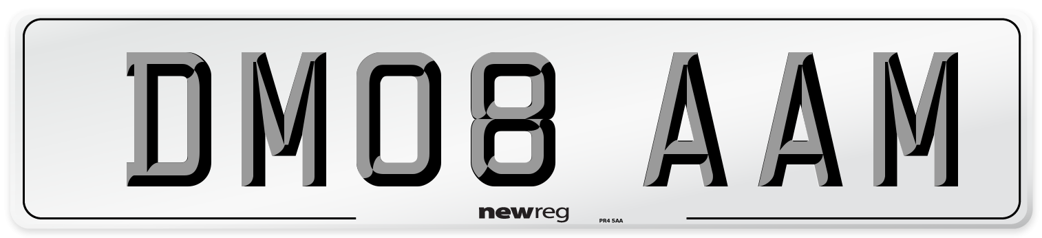 DM08 AAM Number Plate from New Reg